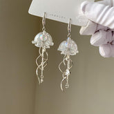Jellyfish Dangle Earrings, Silver Jellyfish drop Earrings, Beach Lover Earring Gift, Unique Earrings